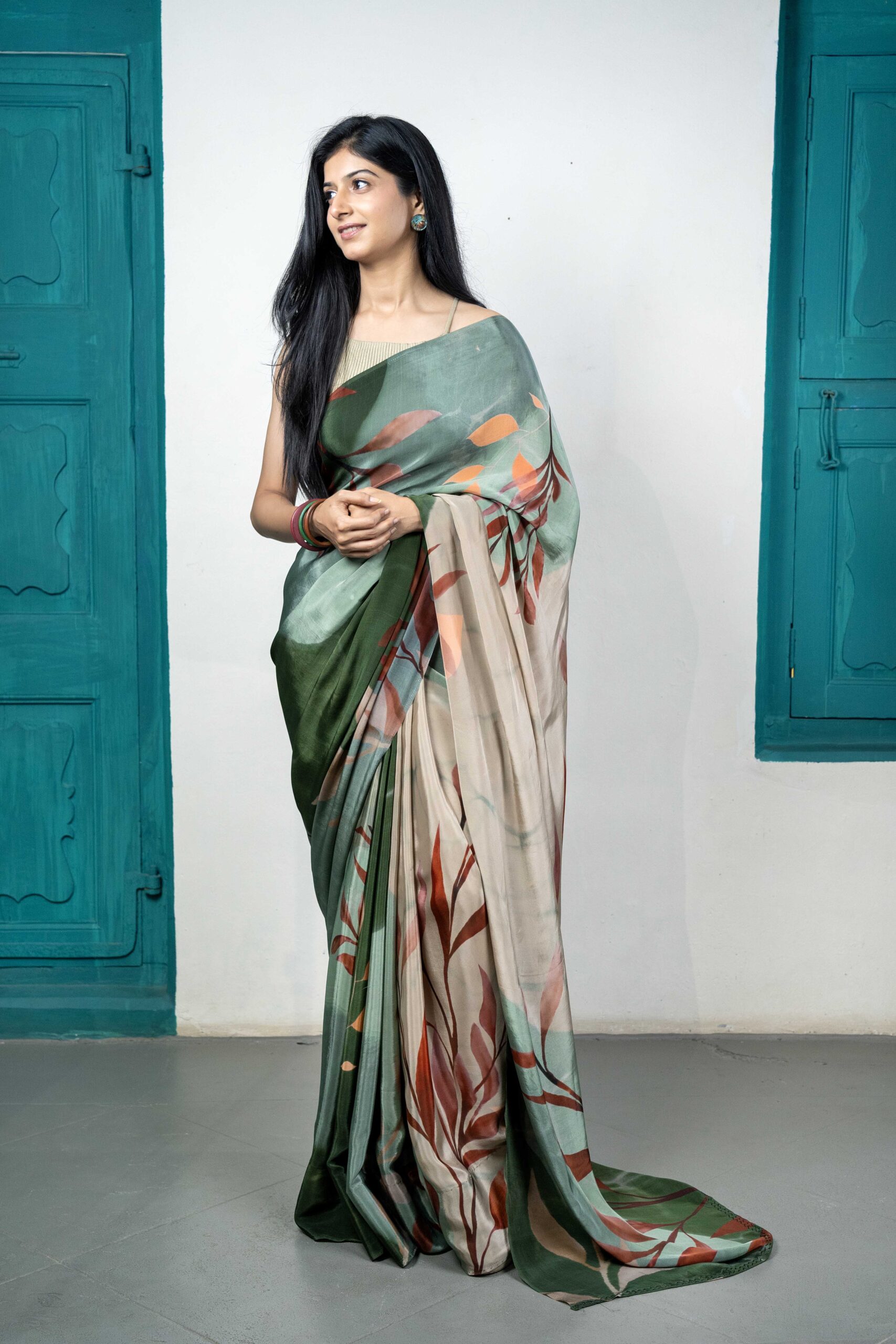 Hawaiian Tropical crepe saree