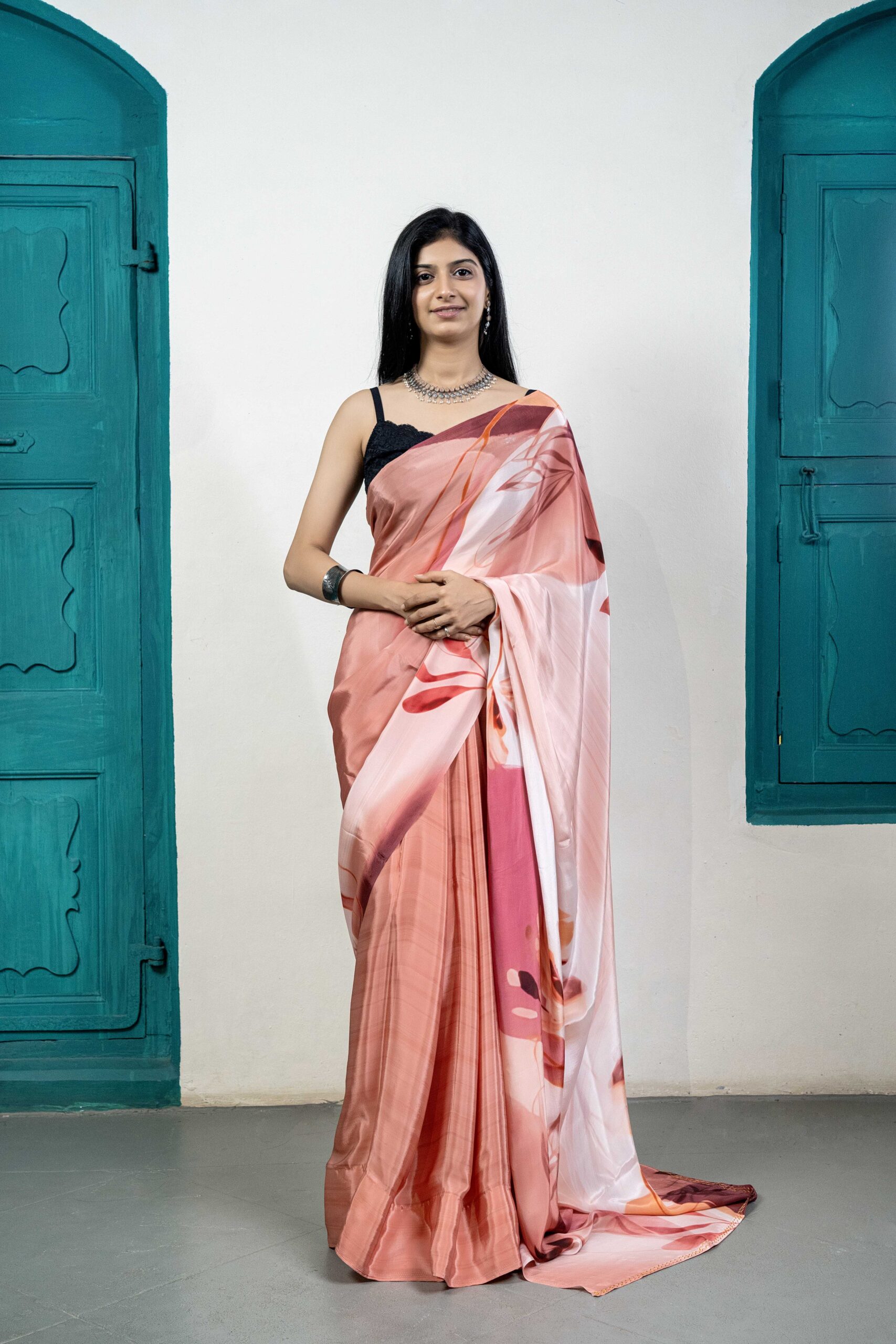 Florosia Flamingo crepe saree - Image 5