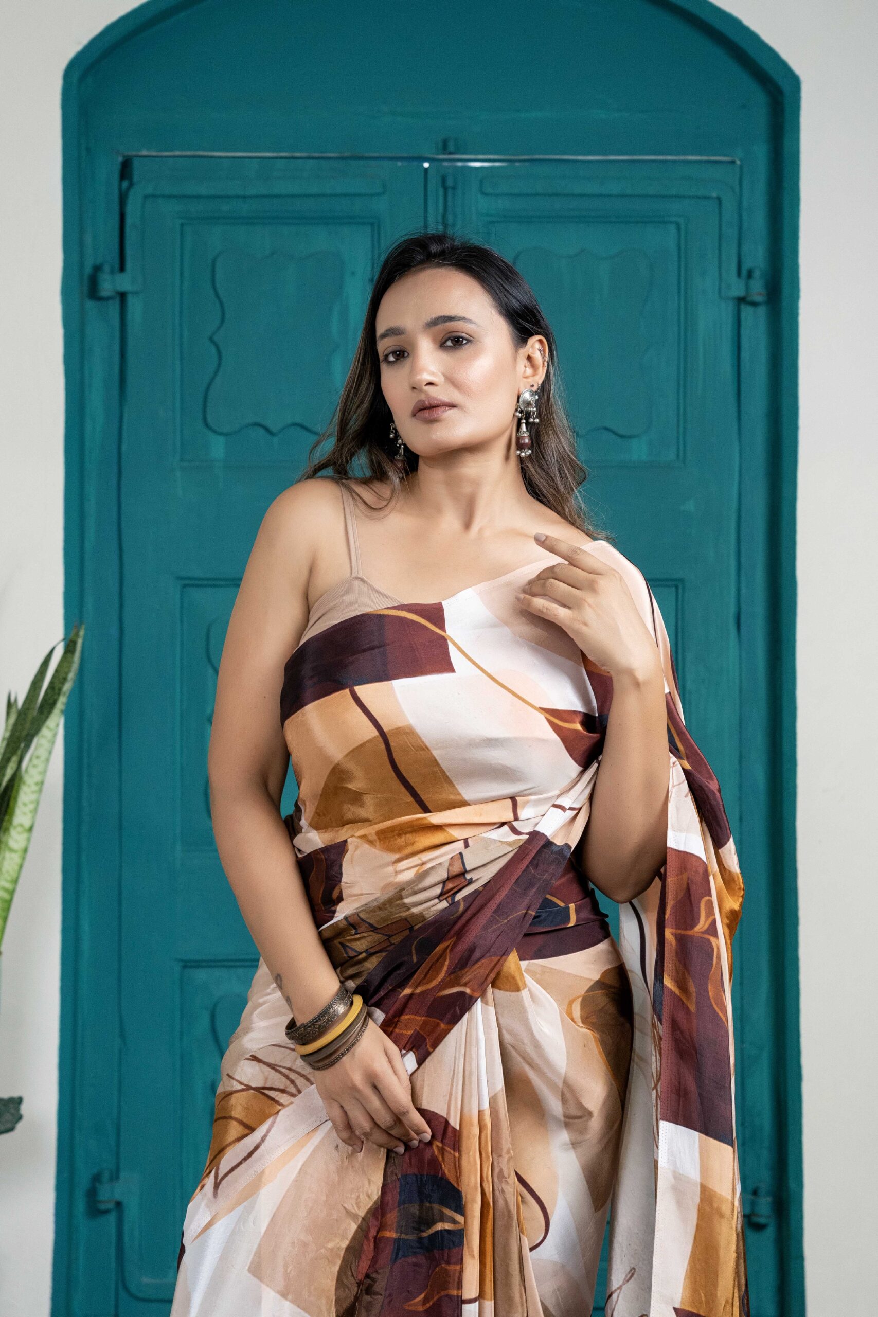 Boho wandered crepe saree - Image 3